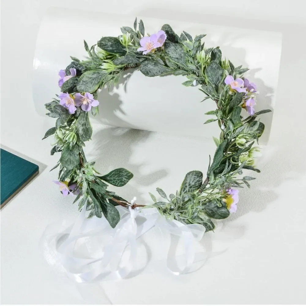 NEW Floral Crown Garland Headpiece Flower Girl Eucalyptus Halo Wedding Photo